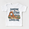 Someone in Utah Loves Me design on a white short sleeve T-shirt