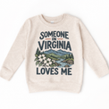 Someone in Virginia Loves Me design on a natural beige sweatshirt