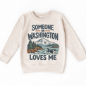 Someone in Washington Loves Me design on a natural beige sweatshirt