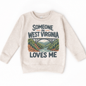 Someone in West Virginia Loves Me design on a natural beige sweatshirt