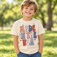 Child wearing a Natural Made In The USA Shirt outdoors