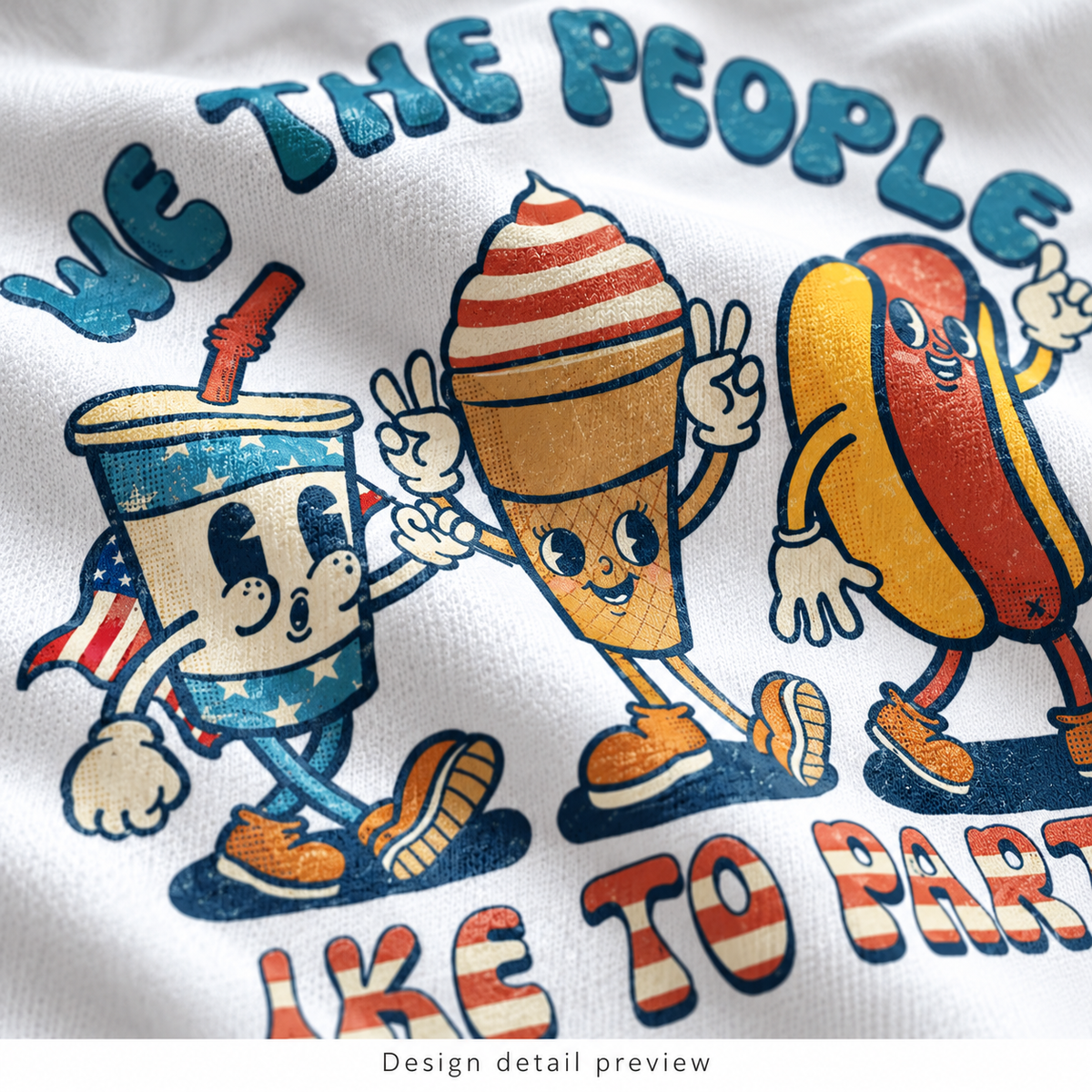 Generated design detail preview of We The People Like To Party Shirt artwork