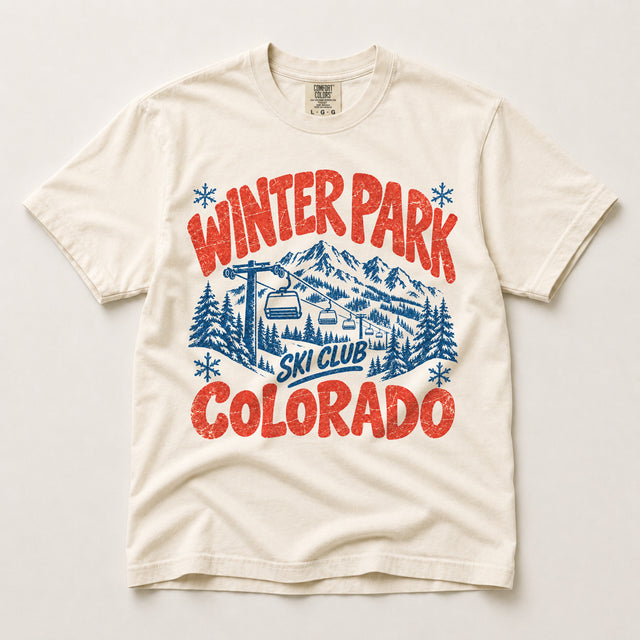 Winter Park Ski Club Colorado vintage ski graphic on ivory Comfort Colors T-shirt