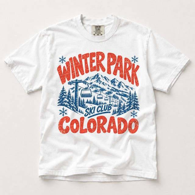 Winter Park Ski Club Colorado vintage ski graphic on white Comfort Colors T-shirt